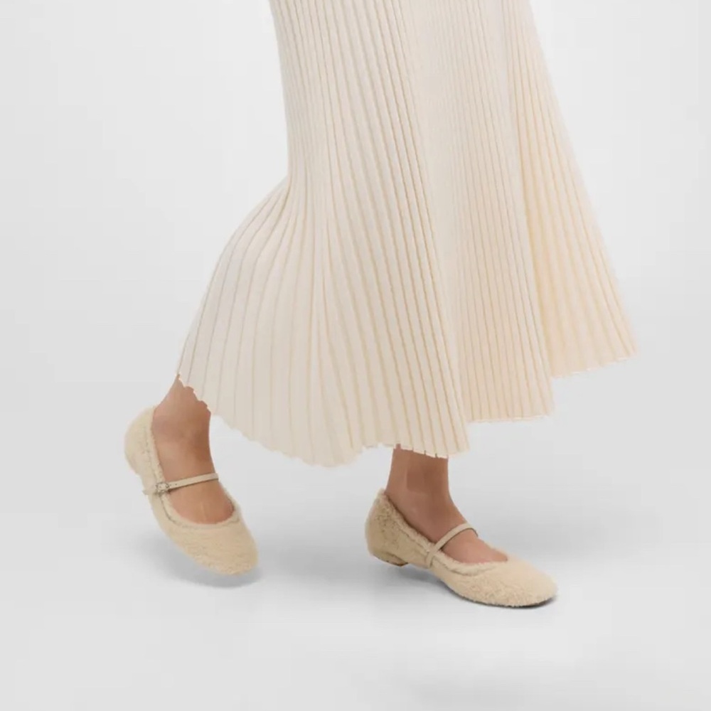 Stuart Weitzman Lennox Shearling Mary Jane Ballerina Flats